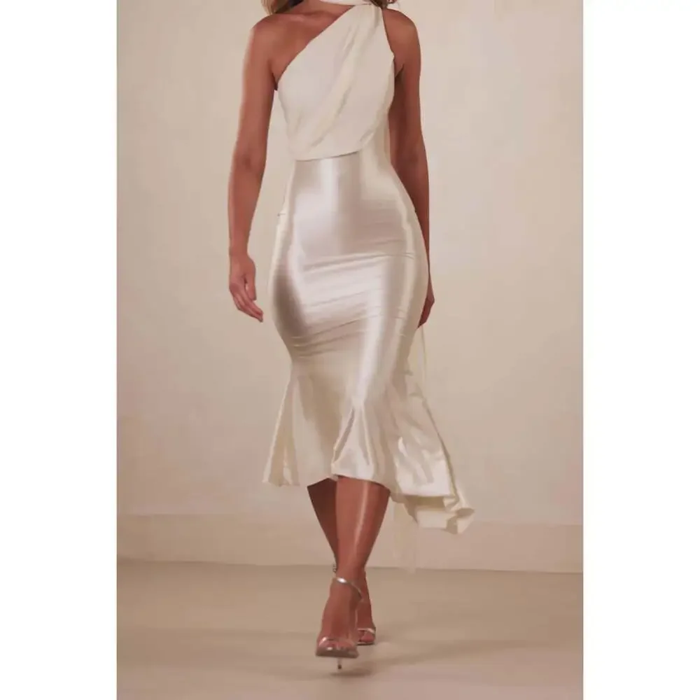Oh Polly Scarf-Detail Midaxi Dress in Ivory 10